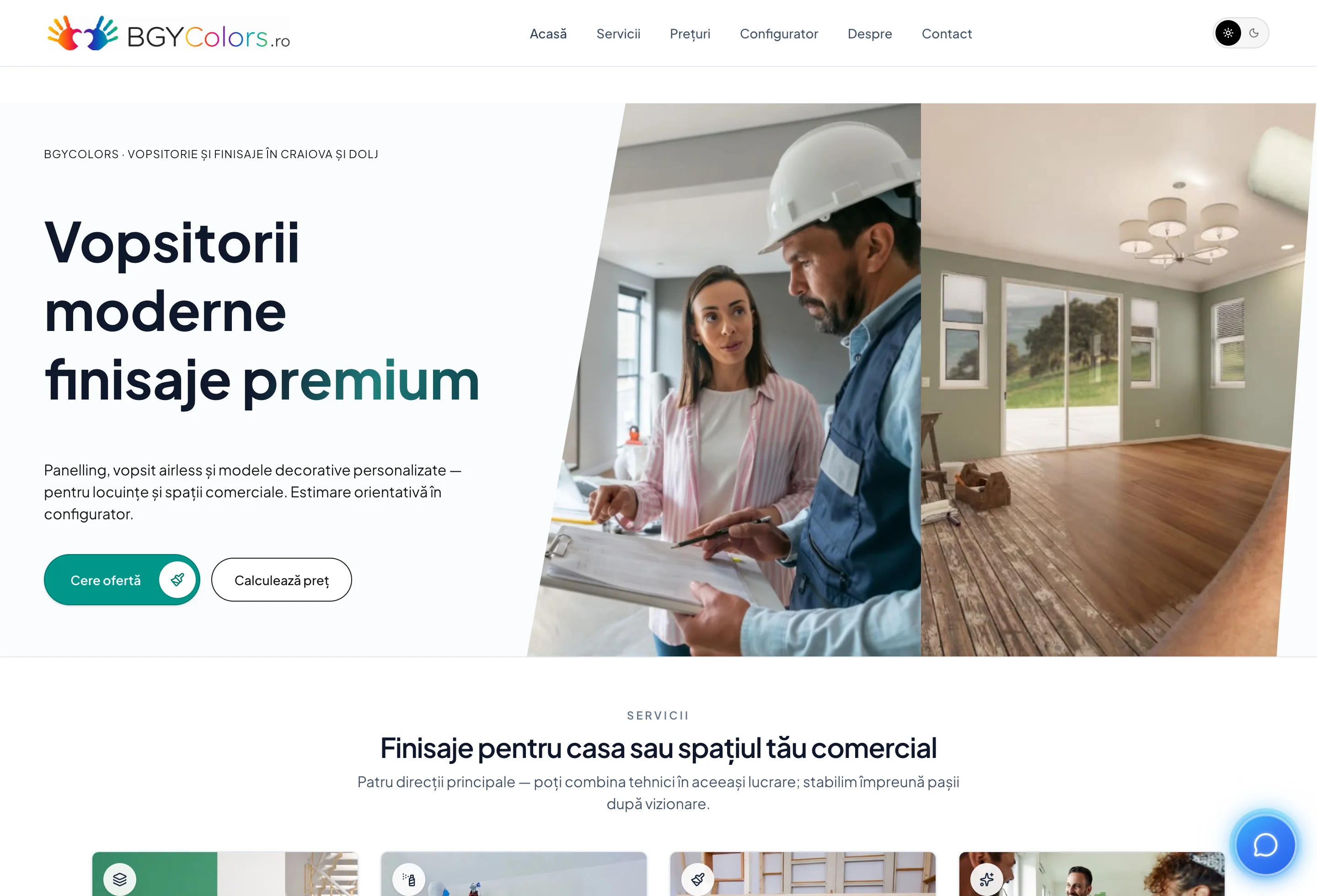 BGY Colors — homepage servicii vopsitorie și finisaje